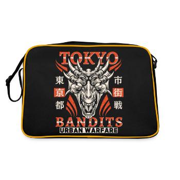 Tokyo, Tokyo Japan, dragon motif, vintage design - Retro Bag - black/gold - Back