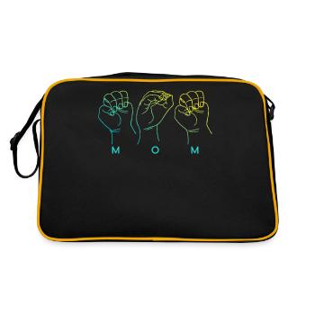 Amerikanische Gebärdensprache Mama - Retro Tasche - Schwarz/Gold - Hinten