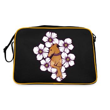 Windhund Floral - Retro Tasche - Schwarz/Gold - Hinten