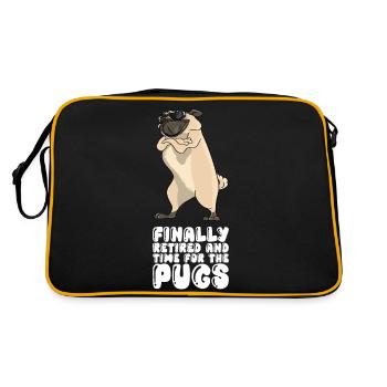 Finally Retired And Time For The Pugs - Retro Bag - black/gold - Back