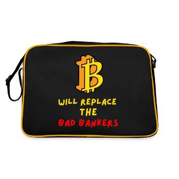 Bitcoin will replace the bad bankers - Retro Bag - black/gold - Back