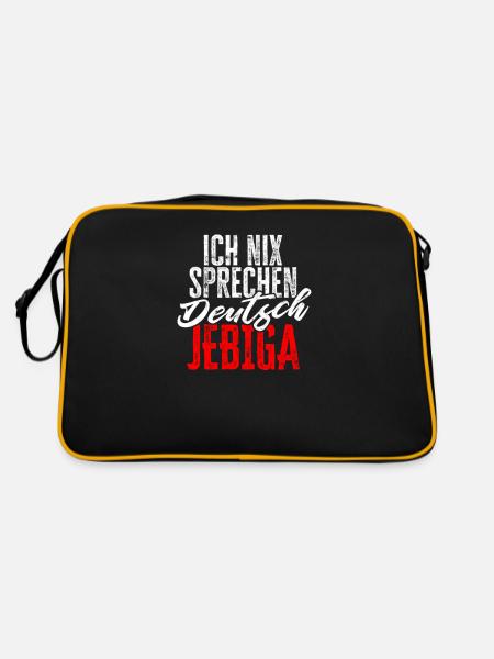 Balkan Spruch ich nix sprechen Deutsch JEBIGA - Retro Tasche - Schwarz/Gold - Hinten