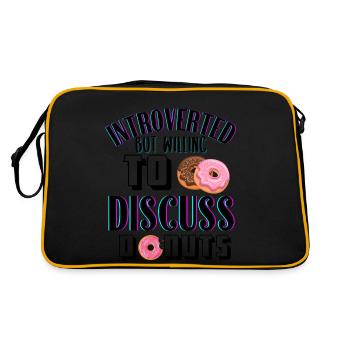Introverted but willing to discuss donuts. - Retro Bag - black/gold - Back