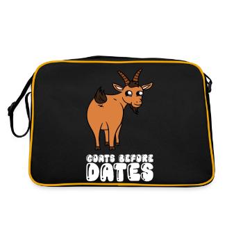 Ziegen Vor Datteln - Retro Tasche - Schwarz/Gold - Hinten
