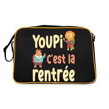 youpi c'est la rentrée / humour rentrée scolaire - Sac Retro - noir/or - Dos