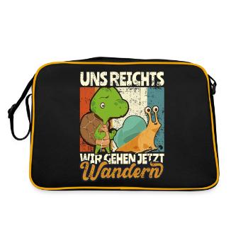 Wandern Spruch Wanderung - Retro Tasche - Schwarz/Gold - Hinten
