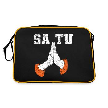 Laos Laote Laoten Beten Gebete Hände I Geschenk - Retro Tasche - Schwarz/Gold - Hinten