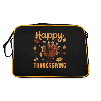 Joyeux jour de Thanksgiving Drôle de dinde Amour de vacances - Sac Retro - noir/or - Dos