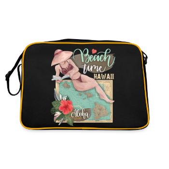 Hawaii Vacation, , Vintage Map - Retro Bag - black/gold - Back