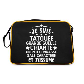 Je suis tatouée grande gueule chiante cadeau - Sac Retro - noir/or - Dos