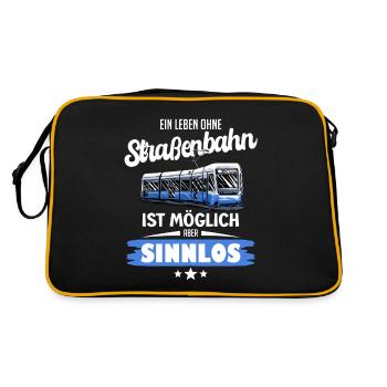 Strassenbahn M33 Göteburg Straßenbahn Geschenk - Retro Tasche - Schwarz/Gold - Hinten