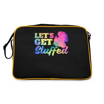 Fun Thanksgiving Dinner Turkey Holiday Let's - Retro Bag - black/gold - Back