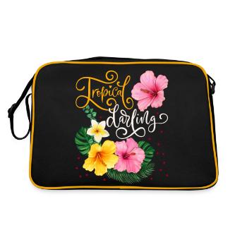 Fleurs tropicales, Tropical Darling, Calligraphie - Sac Retro - noir/or - Dos