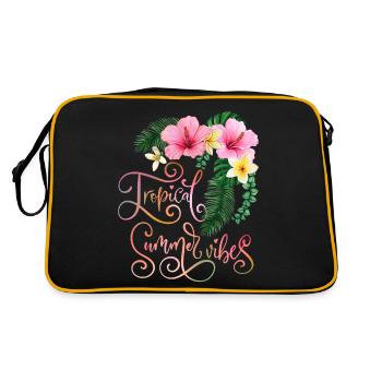 Tropischer Sommer, Tropical-Summer-Vibes, Spruch - Retro Tasche - Schwarz/Gold - Hinten