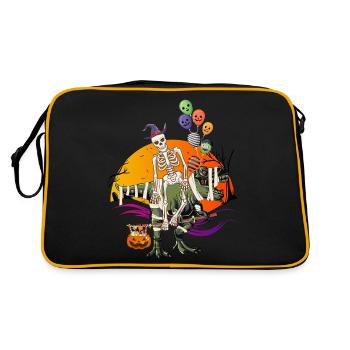 Skeleton Riding Mummy Dinosaur - Retro Bag - black/gold - Back