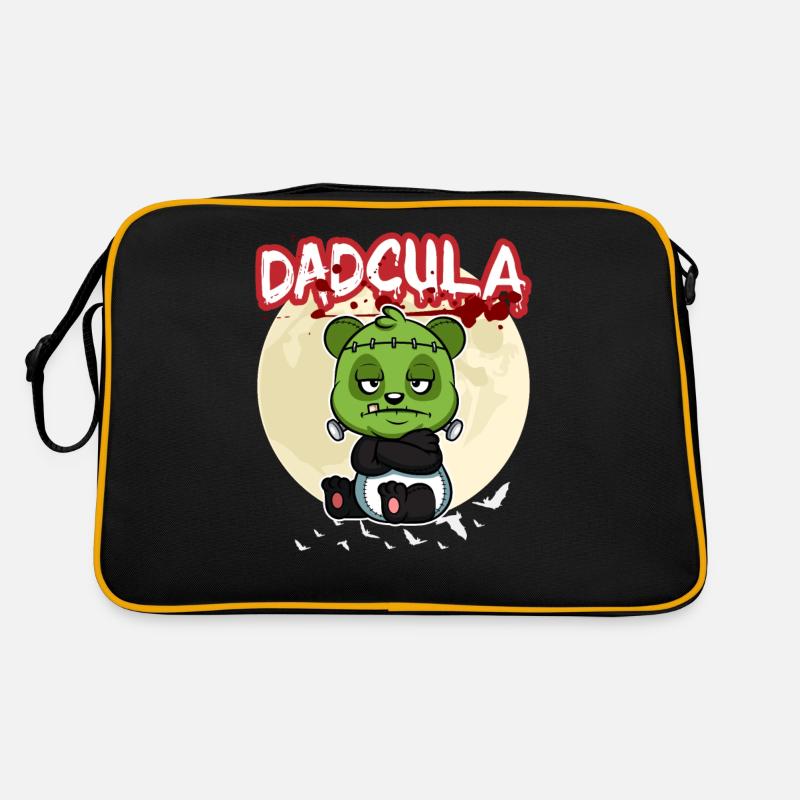 Dadcula Dracula Vampire Dad Funny Halloween Party - Retro Tasche - Schwarz/Gold