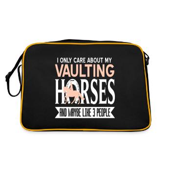 I Only Care About Vaulting Horses Funny T-Shirt - Retro Tasche - Schwarz/Gold - Hinten