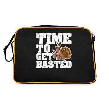 Funny Wine Thanksgiving Turkey Joke Time - Retro Bag - black/gold - Back
