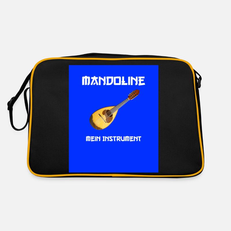 Mandoline Mein Instrument (blauer Hintergrund) - Retro Tasche - Schwarz/Gold