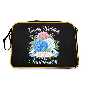 Wedding Anniversary Congratulations with Hydrangeas - Retro Bag - black/gold - Back