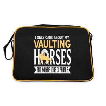 I Only Care About Vaulting Horses Funny T-Shirt - Retro Tasche - Schwarz/Gold - Hinten