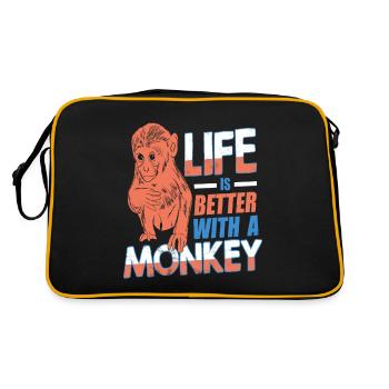 Life Is Better With A Monkey Retro Awesome - Retro Bag - black/gold - Back