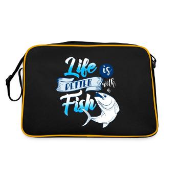 Life Is Better With A Fish Awesome Fisher Tea - Retro Bag - black/gold - Back