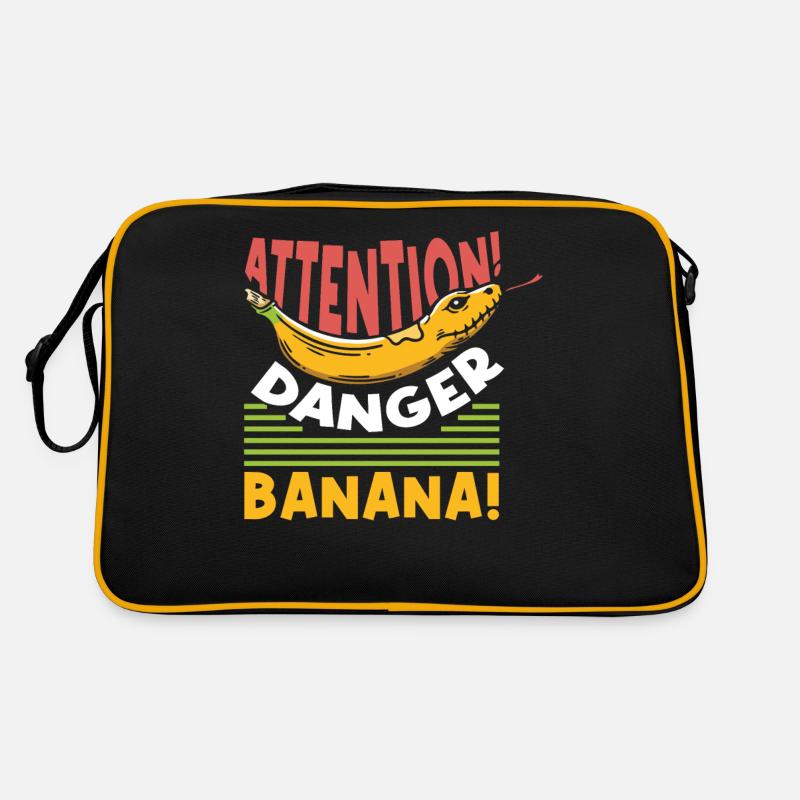Banana Ball Python Achtung Gefährliche Banane - Retro Tasche - Schwarz/Gold