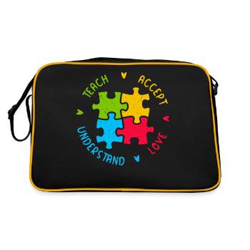 Autism Struggle Education Autistic Autistic Puzzle - Retro Bag - black/gold - Back