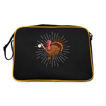 Truthahntag Baseball Erntedank Sport Herbst Herbst - Retro Tasche - Schwarz/Gold - Hinten