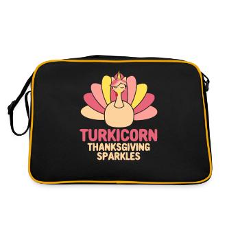 Turkicorn Thanksgiving Sparkles Funny Türkei - Retro Tasche - Schwarz/Gold - Hinten