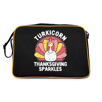 Lustige Türkei Einhorn Tier Turkicorn Thanksgiving - Retro Tasche - Schwarz/Gold - Hinten