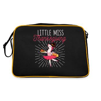 Lustiges Einhorn Truthahntag Pilgerin kleines - Retro Tasche - Schwarz/Gold - Hinten