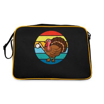 Truthahntag Baseball Erntedank Sport Herbst Herbst - Retro Tasche - Schwarz/Gold - Hinten