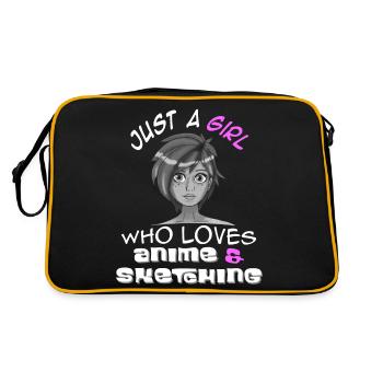 Just a Girl who loves Anime & Sketching - Retro Bag - black/gold - Back