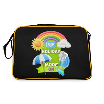 Holiday, Holiday-Mode-On funny saying, 3D design - Retro Bag - black/gold - Back