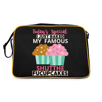 Cupcakes, funny saying Shutthefucupcakes - Retro Bag - black/gold - Back