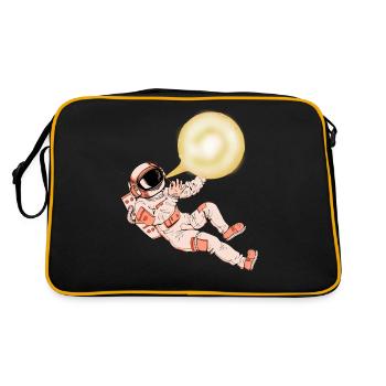 Astronaut with Spacesuit Moon Spaceship Spacecraft - Retro Bag - black/gold - Back