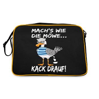 Coole Möwe Mach's Wie Die Möwe Kack Drauf! - Retro Tasche - Schwarz/Gold - Hinten