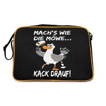 Möwe Ostsee Mach's Wie Die Möwe Kack Drauf! - Retro Tasche - Schwarz/Gold - Hinten