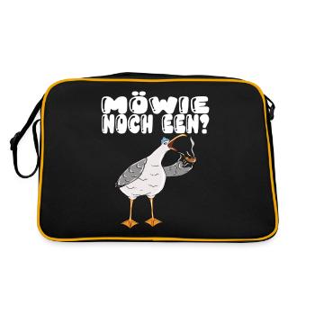 Möwe Möwie Noch Een Norddeutschland Möwen - Retro Tasche - Schwarz/Gold - Hinten