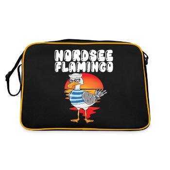 Norddeutsche Sprüche Möwe Nordsee Flamingo Möwe - Retro Tasche - Schwarz/Gold - Hinten