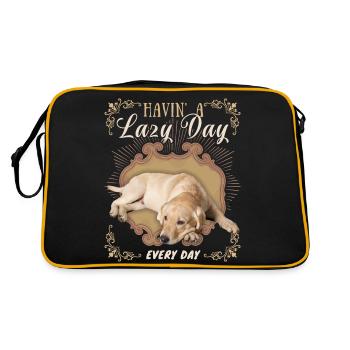 Labrador retriever, lazy dog, funny saying - Retro Bag - black/gold - Back