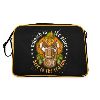 Beer, Munich, beer drinker - Retro Bag - black/gold - Back