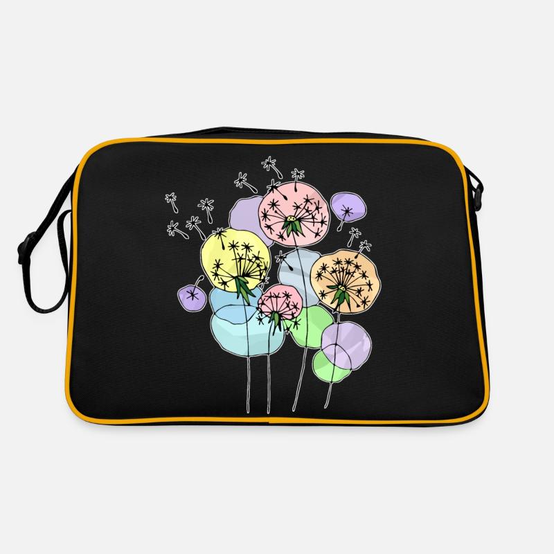 Blumen - Retro Tasche - Schwarz/Gold