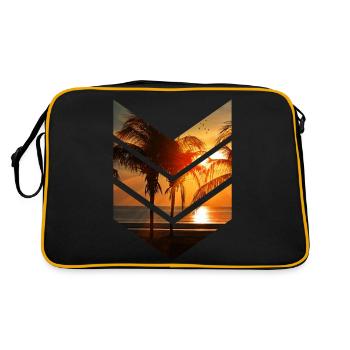 Tropischer Sonnenuntergang im geometrischen Design - Retro Tasche - Schwarz/Gold - Hinten