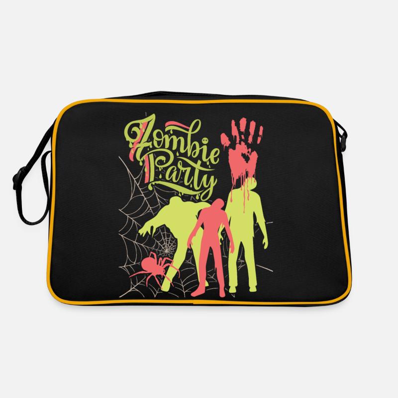 Zombie-Party, lustiger Spruch mit Zombies, Spinne Retro Tasche