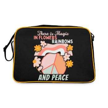 Peace symbol, peace sign, rainbow - Retro Bag - black/gold - Back