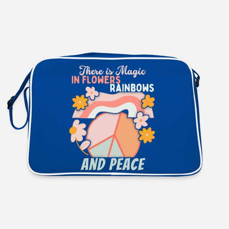 Frieden-Symbol, Friedenszeichen, Regenbogen Retro Tasche