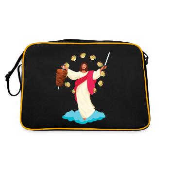 Ich bin im Döner Himmel - Retro Tasche - Schwarz/Gold - Hinten